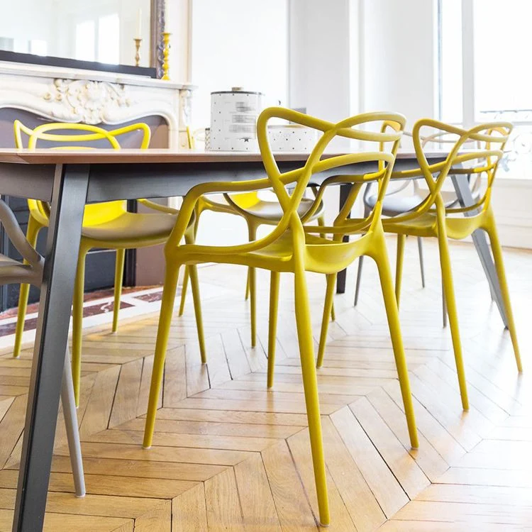 Sedia da pranzo da cucina stile moderno Sedie laterali plastica con braccioli da pranzo Clearhalo