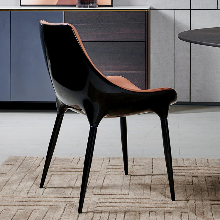 Sedia da pranzo curva Glam Sedie da pranzo ecopelle con gambe nere Clearhalo