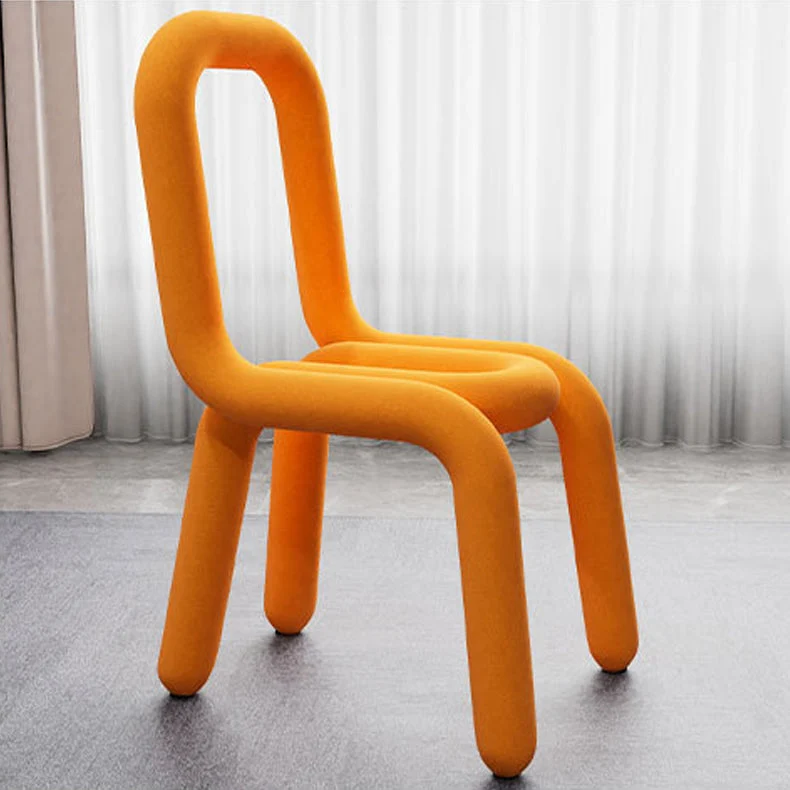Sedia da pranzo curva velluto di design stile sedia con schienale aperto e finitura opaca Clearhalo