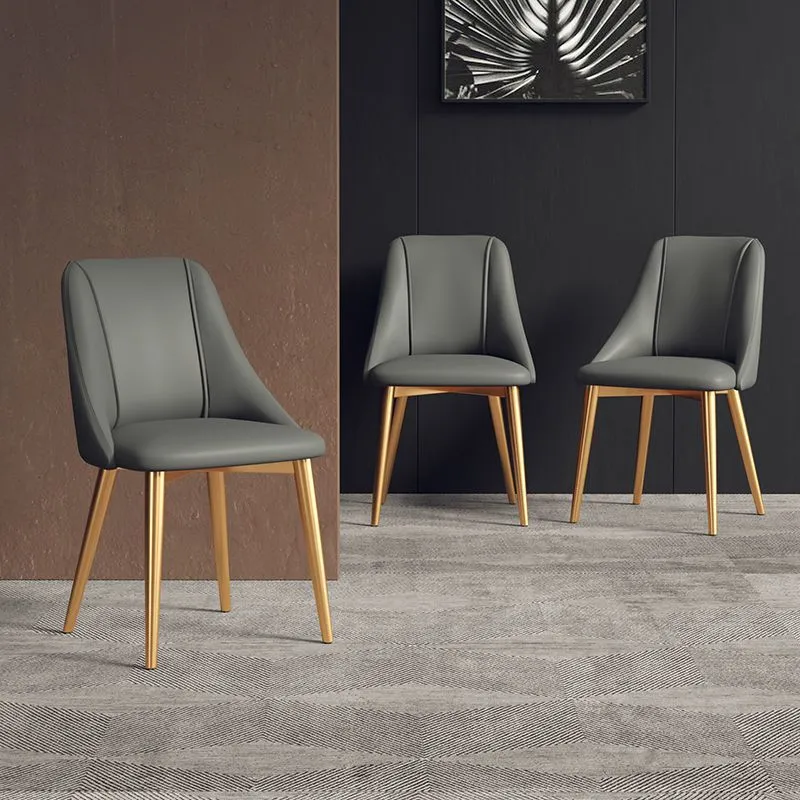 Sedia da pranzo ecopelle Parsons sedia laterale senza braccioli con gambe metallo Clearhalo