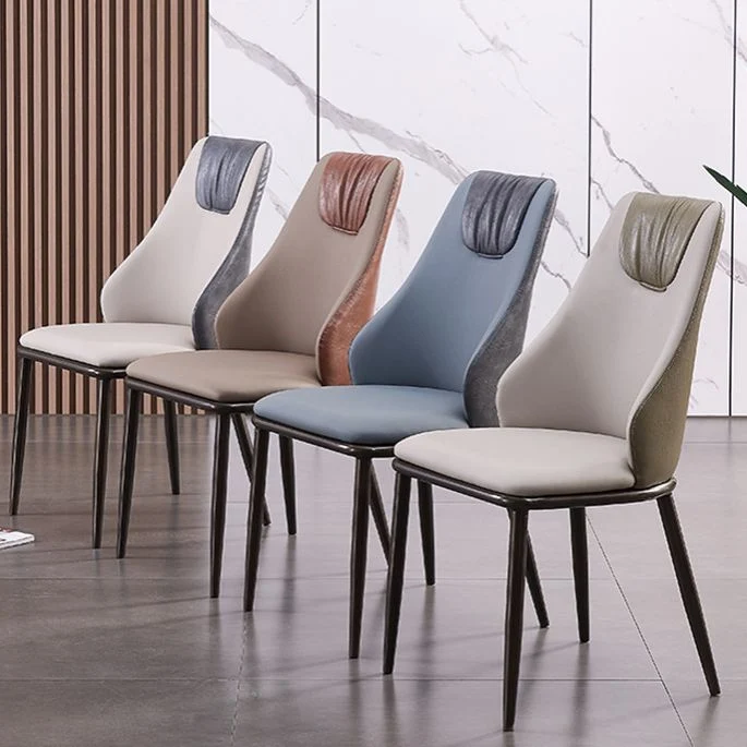 Sedia da pranzo ecopelle Sedia laterale senza braccioli Parsons stile glam Clearhalo