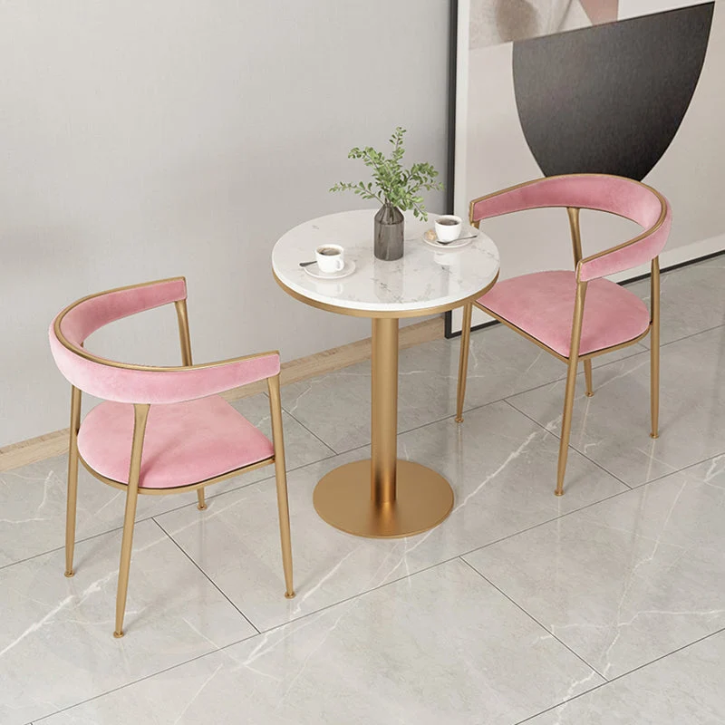 Sedia da pranzo Glam con braccioli metallo, sedia laterale con schienale aperto per uso domestico Clearhalo