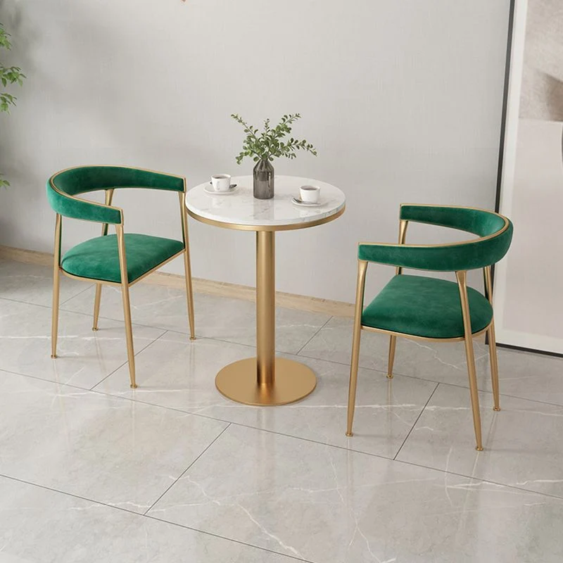 Sedia da pranzo Glam con braccioli metallo, sedia laterale con schienale aperto per uso domestico Clearhalo
