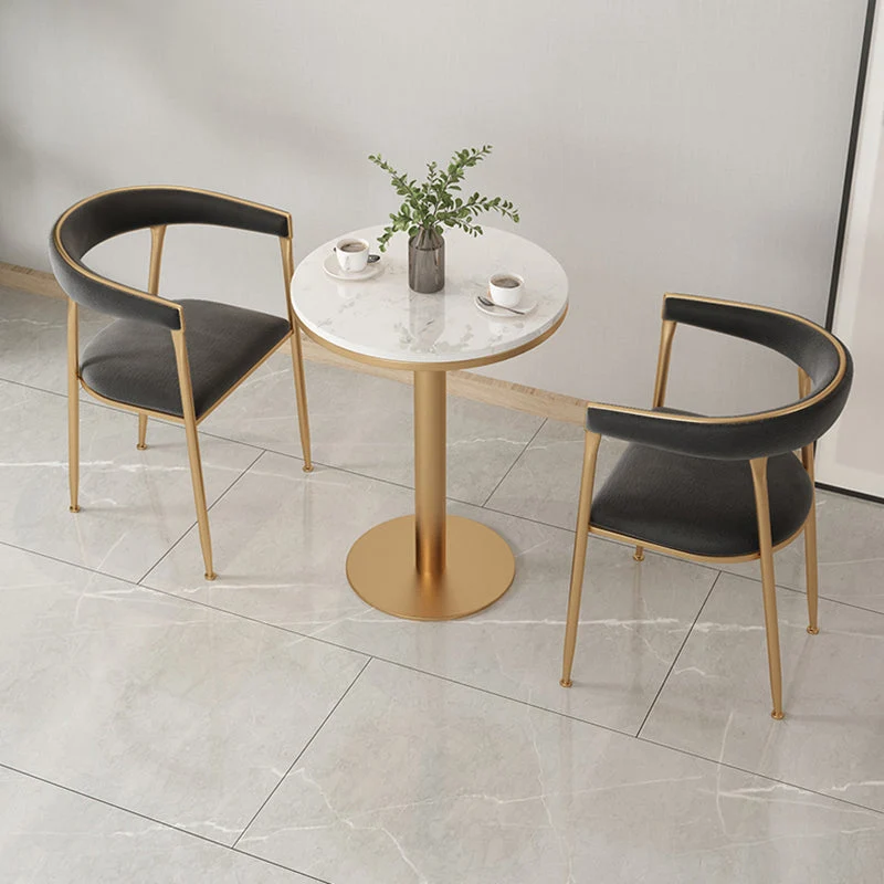 Sedia da pranzo Glam con braccioli metallo, sedia laterale con schienale aperto per uso domestico Clearhalo