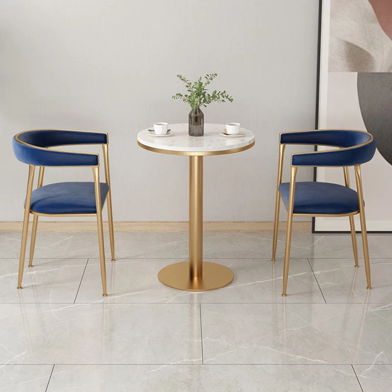 Sedia da pranzo Glam con braccioli metallo, sedia laterale con schienale aperto per uso domestico Clearhalo