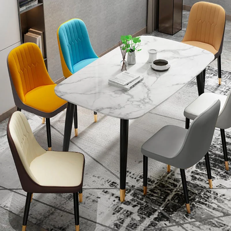 Sedia da pranzo Glam ecopelle Parsons Chair con 4 gambe finitura opaca per la casa Clearhalo