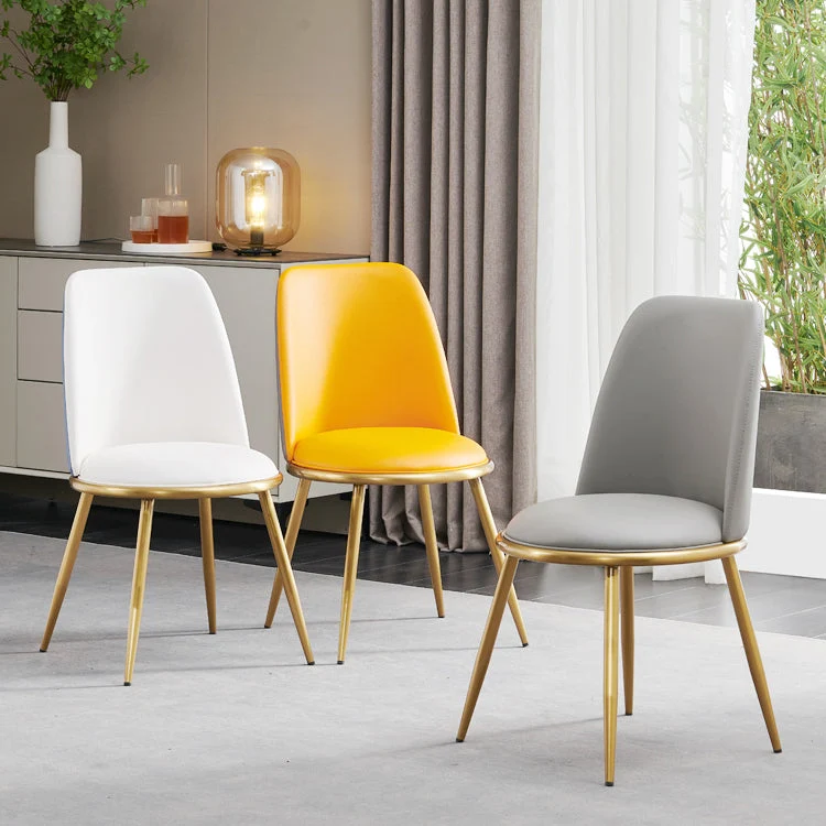 Sedia da pranzo Glam ecopelle Sedie da sala da pranzo metallo senza braccioli per uso domestico Clearhalo