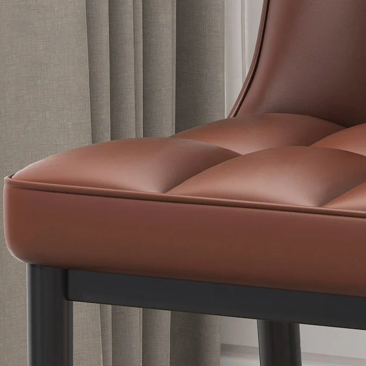 Sedia da pranzo Glam pelle Parsons Chair con gambe acciaio con finitura opaca per la casa Clearhalo