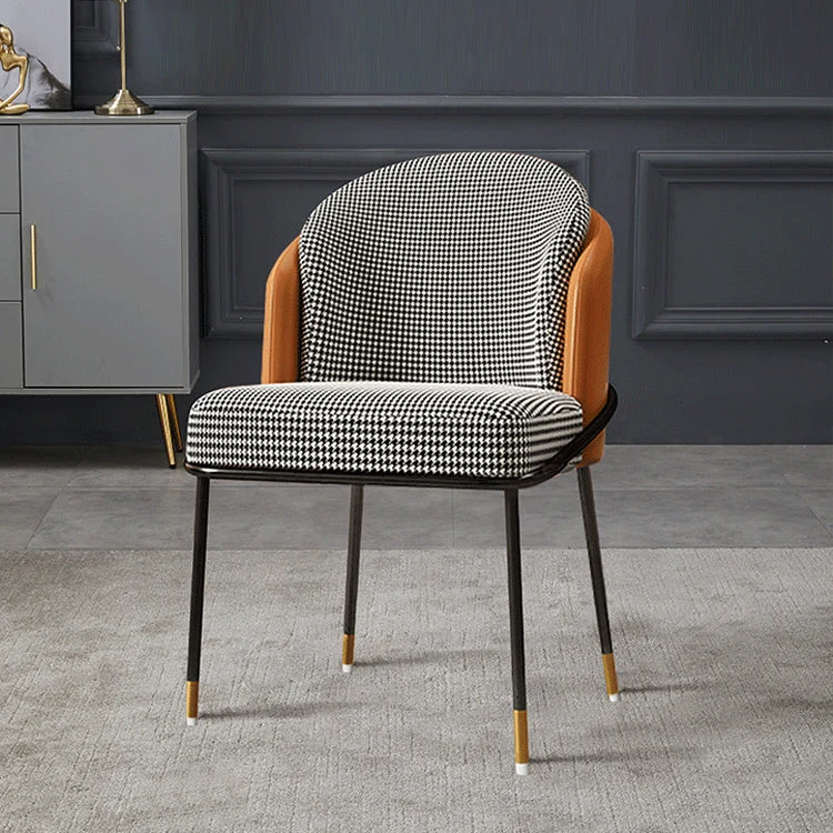Sedia da pranzo glamour metallo Sedia da pranzo imbottita senza braccioli laterale per uso ristorante Clearhalo