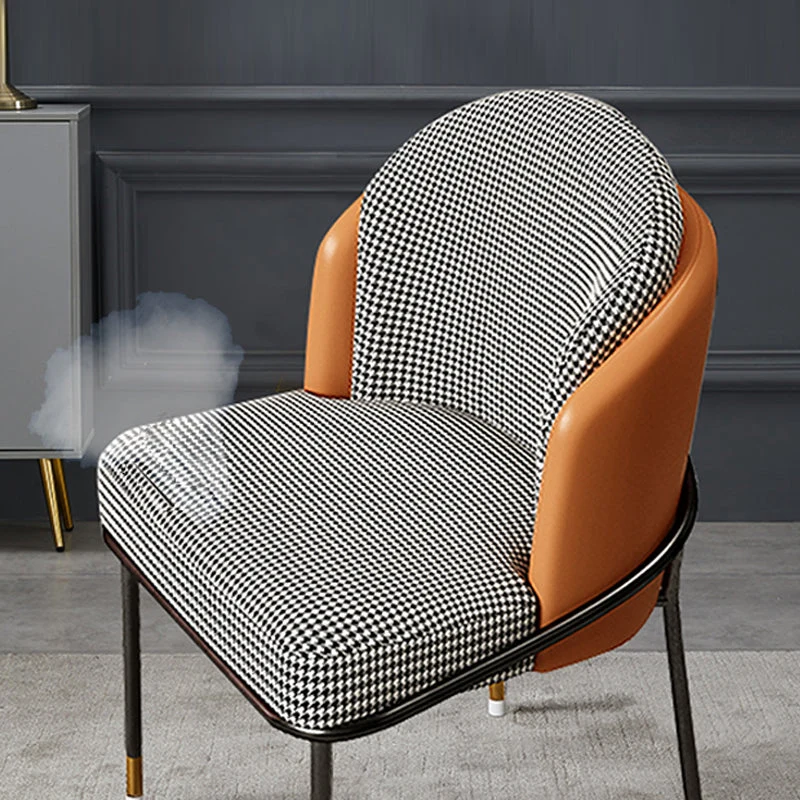 Sedia da pranzo glamour metallo Sedia da pranzo imbottita senza braccioli laterale per uso ristorante Clearhalo