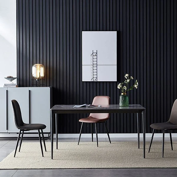 Sedia da pranzo imbottita con finitura opaca, moderna sedia laterale con schienale solido per la casa Clearhalo