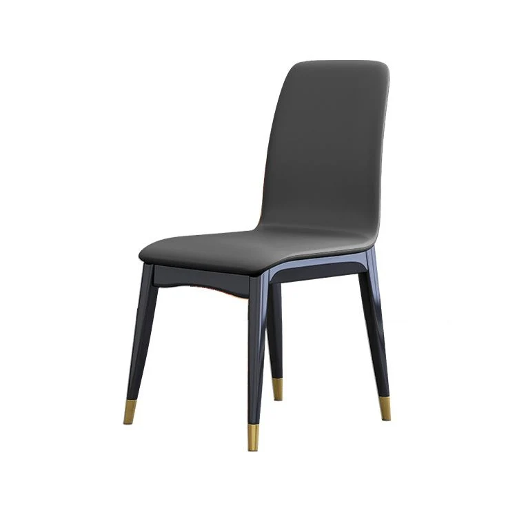 Sedia da pranzo imbottita con schienale massiccio legno di gomma industriale con finitura opaca e gambe nere Clearhalo