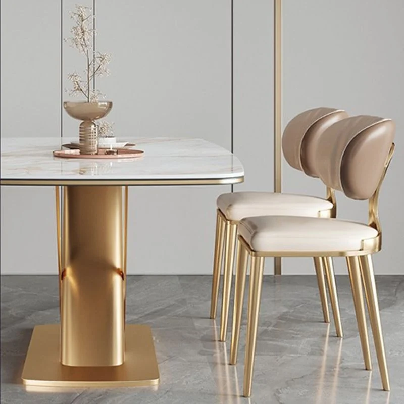 Sedia da pranzo imbottita Glam Sedia da pranzo con schienale aperto e gambe metallo Clearhalo