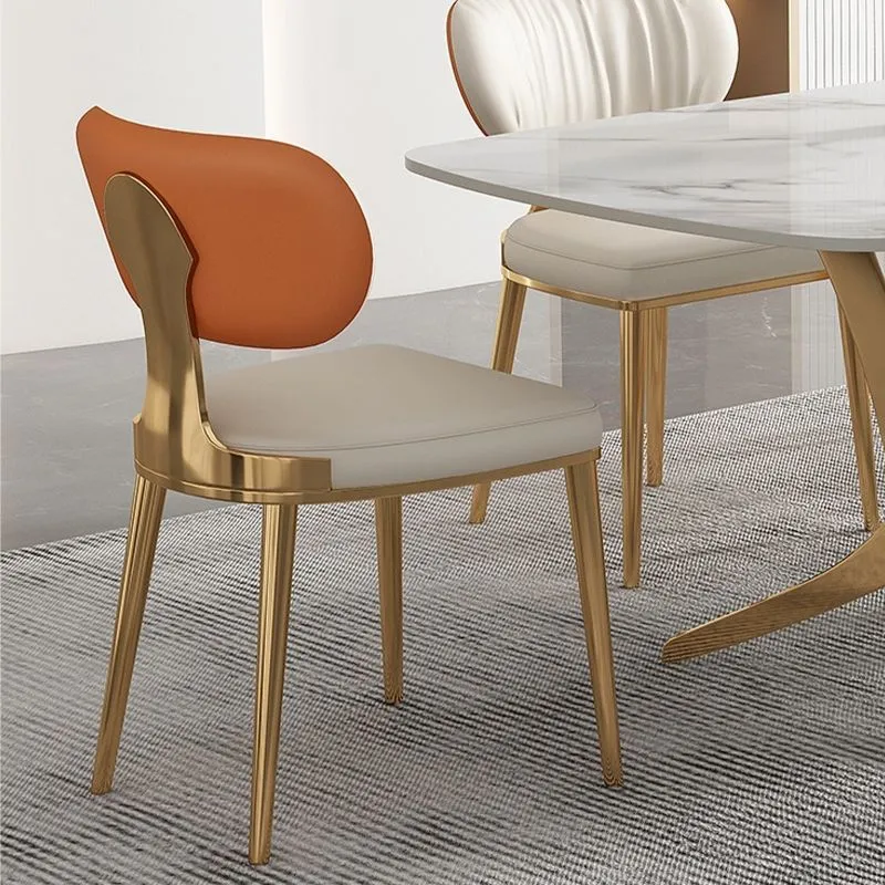 Sedia da pranzo imbottita Glam Sedia da pranzo con schienale aperto e gambe metallo Clearhalo