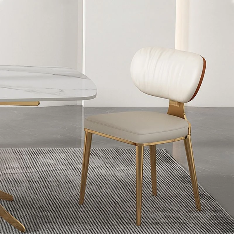 Sedia da pranzo imbottita Glam Sedia da pranzo con schienale aperto e gambe metallo Clearhalo
