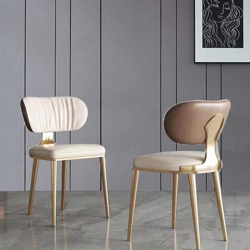 Sedia da pranzo imbottita Glam Sedia da pranzo con schienale aperto e gambe metallo Clearhalo