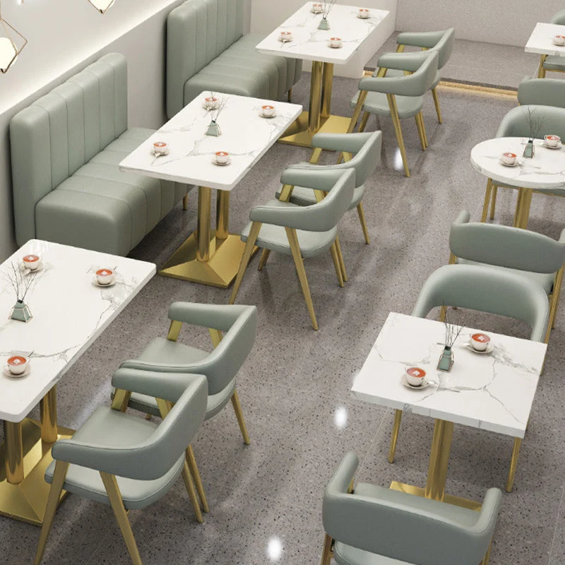 Sedia da pranzo imbottita Glam Sedia da pranzo con schienale aperto e gambe metallo Clearhalo