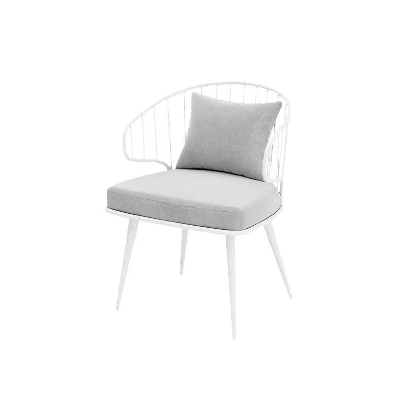 Sedia da pranzo imbottita metallo Sedia con braccioli con schienale Windsor bianco Clearhalo