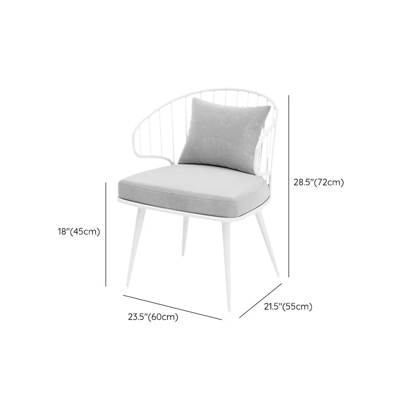 Sedia da pranzo imbottita metallo Sedia con braccioli con schienale Windsor bianco Clearhalo