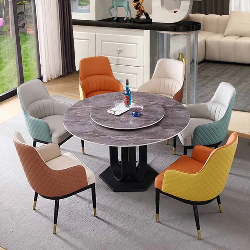 Sedia da pranzo imbottita pelle minimalista con braccioli posteriori solidi e sedie laterali Clearhalo