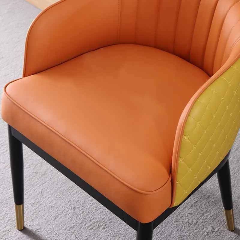 Sedia da pranzo imbottita pelle minimalista con braccioli posteriori solidi e sedie laterali Clearhalo
