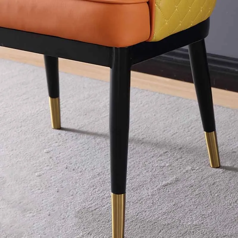 Sedia da pranzo imbottita pelle minimalista con braccioli posteriori solidi e sedie laterali Clearhalo