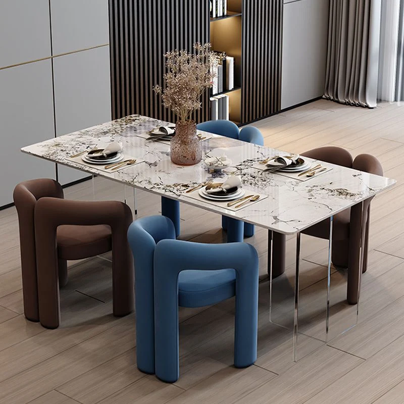 Sedia da pranzo imbottita stile moderno Poltrona da pranzo con schienale aperto Clearhalo