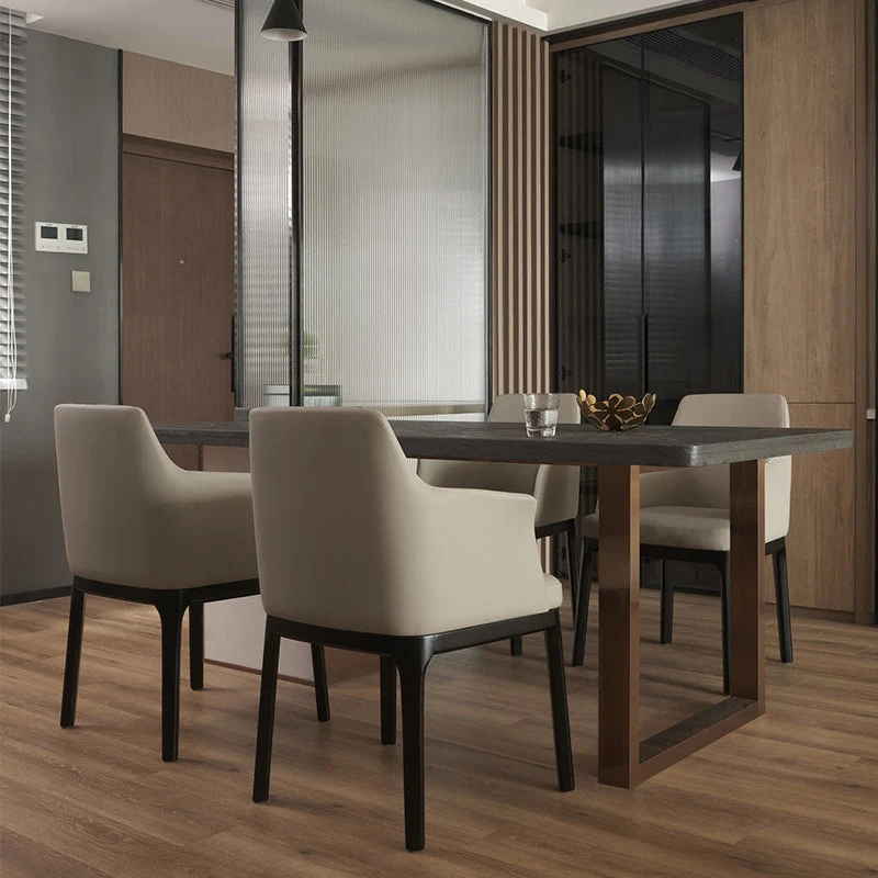 Sedia da pranzo imbottita stile Sedia da sala da pranzo ecopelle e legno massello Clearhalo