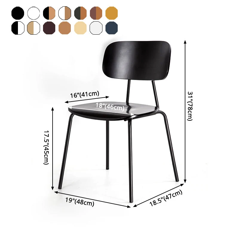 Sedia da pranzo impilabile con sedia laterale industriale metallo con schienale aperto e gambe nere Clearhalo