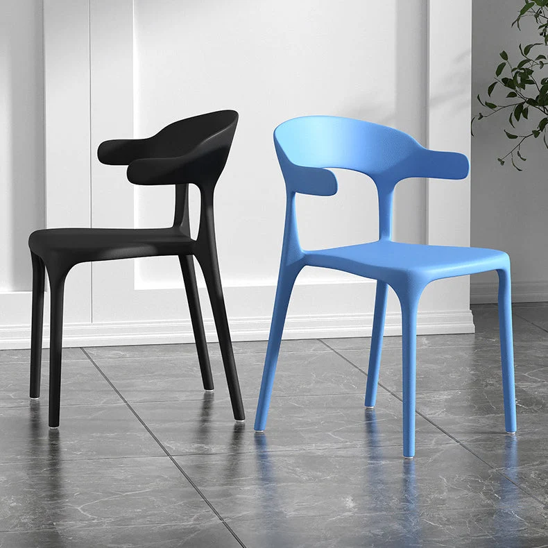 Sedia da pranzo impilabile per la casa Sedia laterale plastica con schienale aperto e senza braccioli Clearhalo