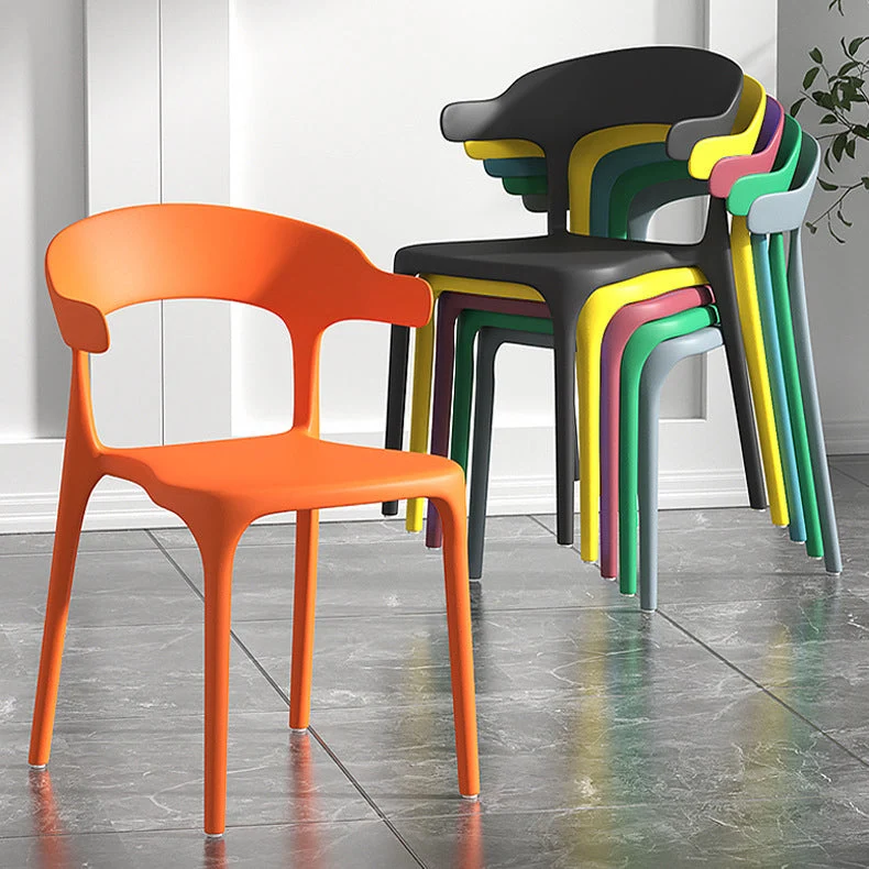 Sedia da pranzo impilabile per la casa Sedia laterale plastica con schienale aperto e senza braccioli Clearhalo