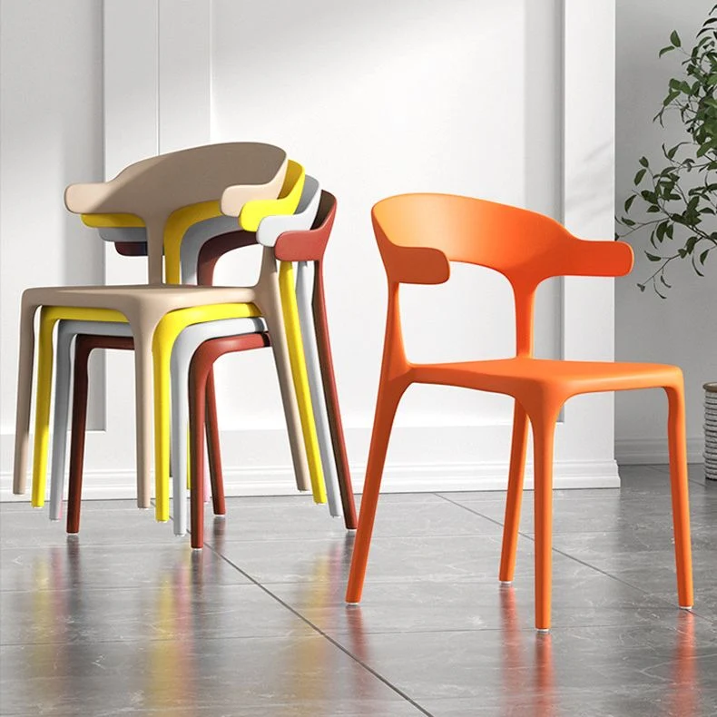 Sedia da pranzo impilabile per la casa Sedia laterale plastica con schienale aperto e senza braccioli Clearhalo