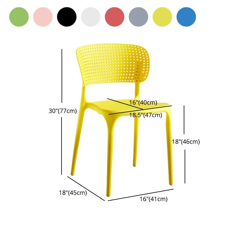 Sedia da pranzo impilabile plastica per la casa. Sedia da pranzo contemporanea con schienale aperto Clearhalo