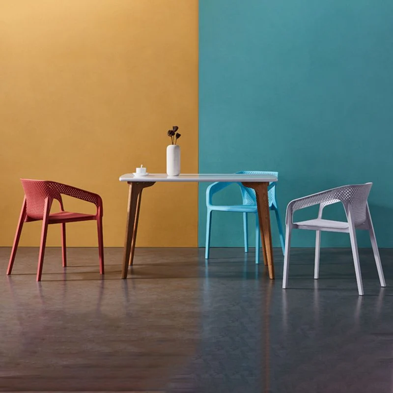 Sedia da pranzo impilabile stile glamour con schienale doghe plastica per interni Clearhalo