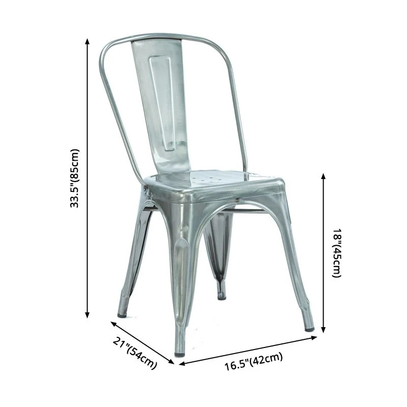 Sedia da pranzo industriale con schienale doghe e 4 gambe metallo per uso domestico Clearhalo
