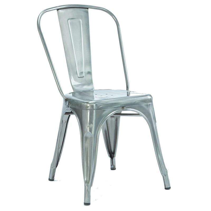 Sedia da pranzo industriale con schienale doghe e 4 gambe metallo per uso domestico Clearhalo