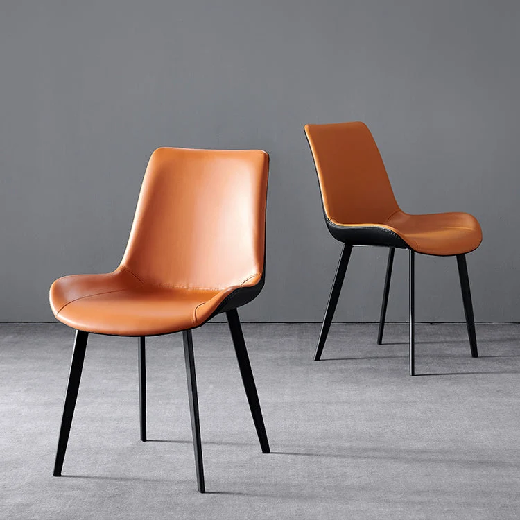 Sedia da pranzo industriale ecopelle Sedia da pranzo per interni con gambe metallo nero Clearhalo