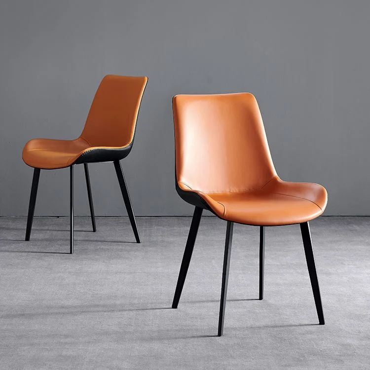 Sedia da pranzo industriale ecopelle Sedia da pranzo per interni con gambe metallo nero Clearhalo