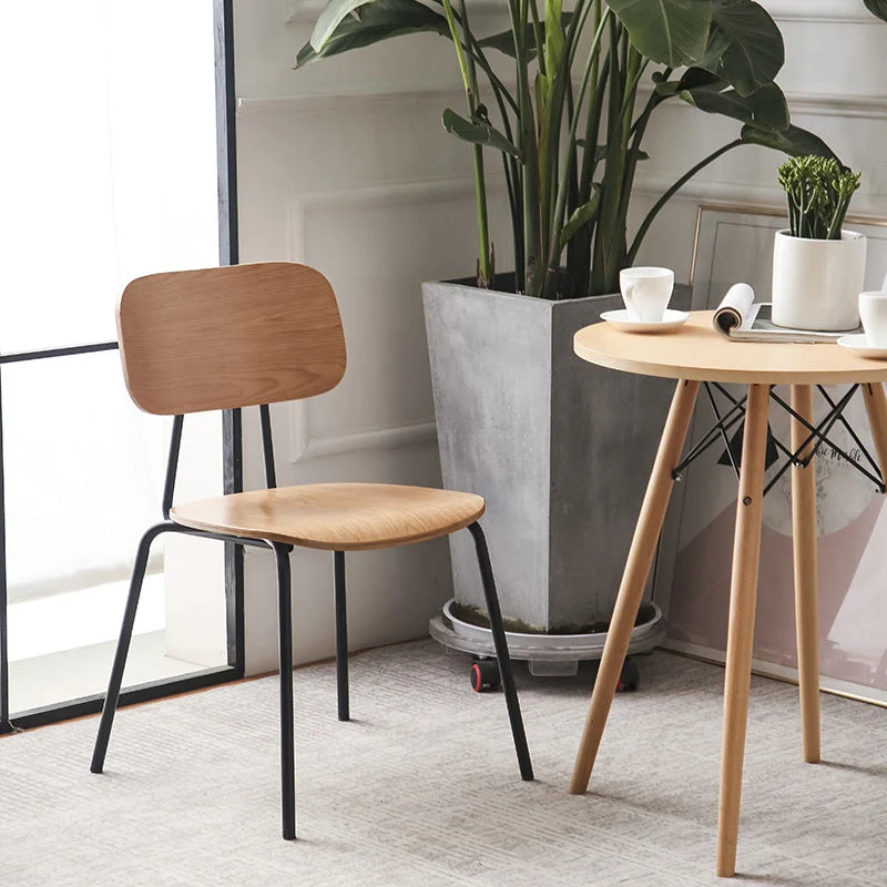 Sedia da pranzo industriale metallo per negozio di tè al latte, finitura opaca, con schienale aperto (set di 4) Clearhalo