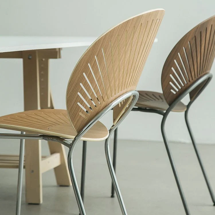 Sedia da pranzo industriale metallo per ristorante, sedia laterale, finitura opaca, con schienale aperto Clearhalo