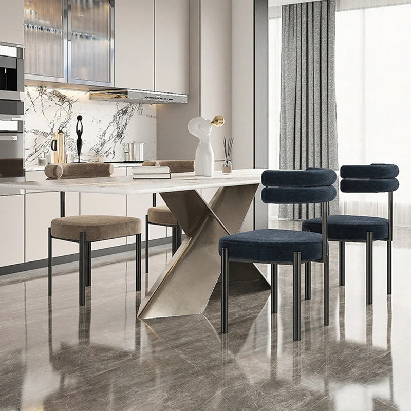 Sedia da pranzo industriale velluto con schienale aperto, sedia laterale da pranzo per uso ristorante Clearhalo