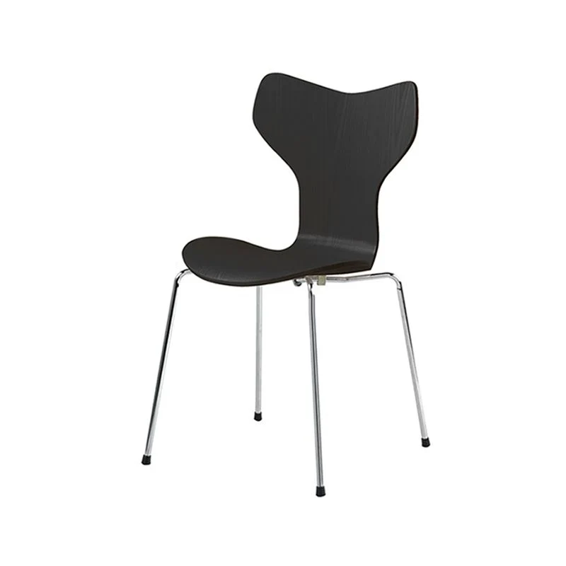 Sedia da pranzo laterale con gambe metallo argentato Sedie da pranzo contemporanee legno senza braccioli Clearhalo