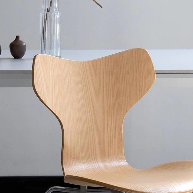 Sedia da pranzo laterale con gambe metallo argentato Sedie da pranzo contemporanee legno senza braccioli Clearhalo