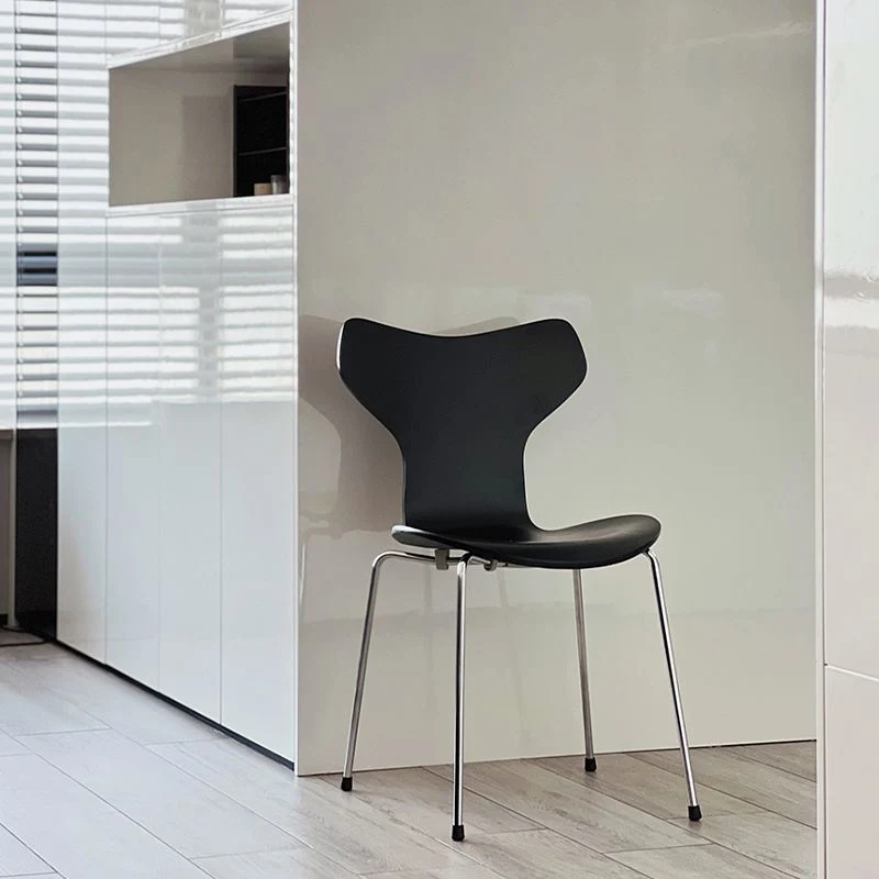 Sedia da pranzo laterale con gambe metallo argentato Sedie da pranzo contemporanee legno senza braccioli Clearhalo