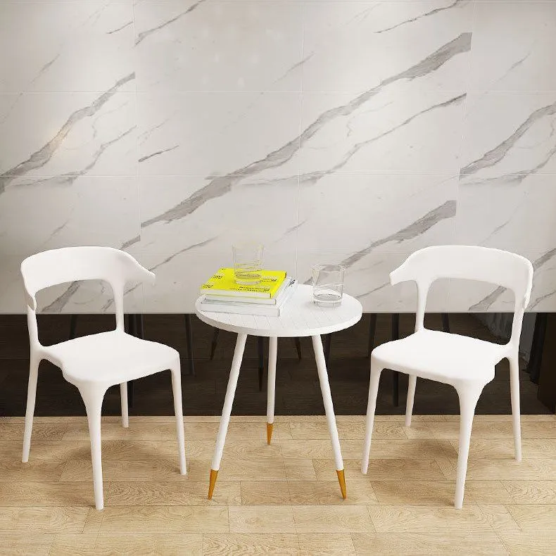 Sedia da pranzo laterale con schienale aperto Sedia da pranzo moderna plastica senza braccioli Clearhalo