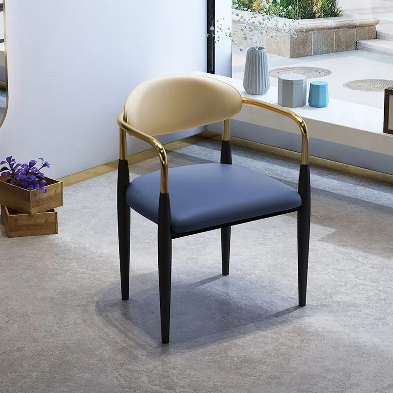 Sedia da pranzo laterale ecopelle Sedia da pranzo laterale con schienale aperto per la casa Clearhalo