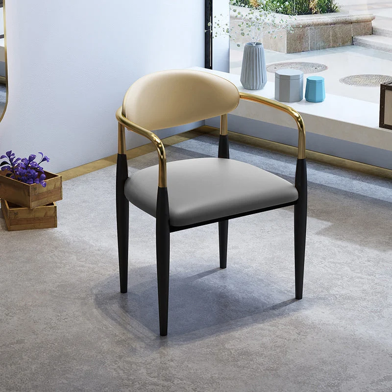Sedia da pranzo laterale ecopelle Sedia da pranzo laterale con schienale aperto per la casa Clearhalo