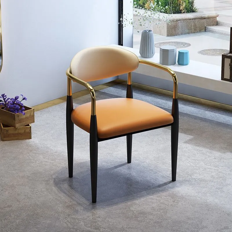 Sedia da pranzo laterale ecopelle Sedia da pranzo laterale con schienale aperto per la casa Clearhalo