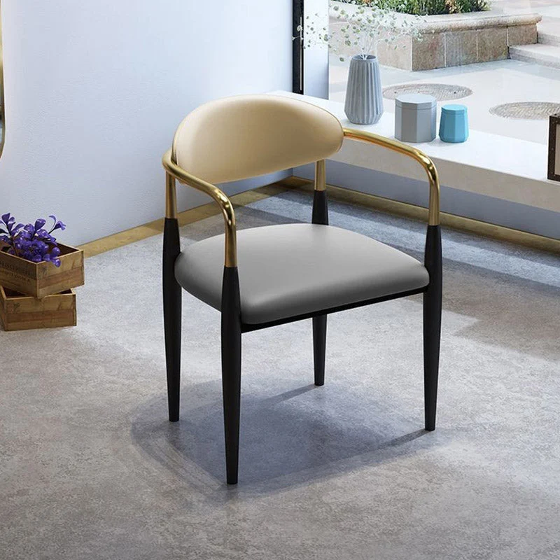 Sedia da pranzo laterale ecopelle Sedia da pranzo laterale con schienale aperto per la casa Clearhalo