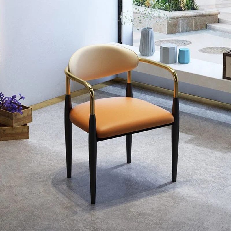 Sedia da pranzo laterale ecopelle Sedia da pranzo laterale con schienale aperto per la casa Clearhalo
